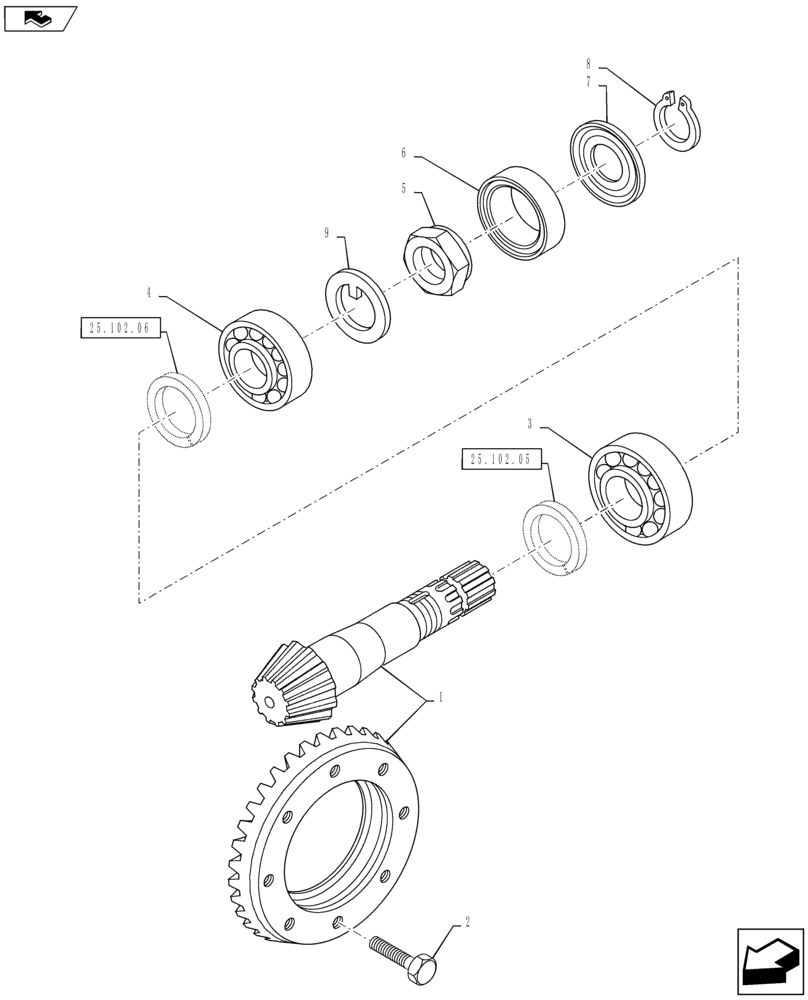 Схема запчастей Case IH PUMA 145 - (25.102.03) - VAR - 390409 - CL.3 STANDARD FRONT AXLE - RING & PINION (25) - FRONT AXLE SYSTEM