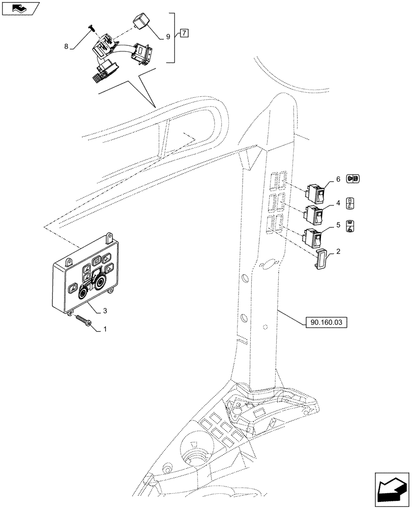 Схема запчастей Case IH PUMA 145 - (55.512.04) - WORKLAMPS CONTROL (55) - ELECTRICAL SYSTEMS