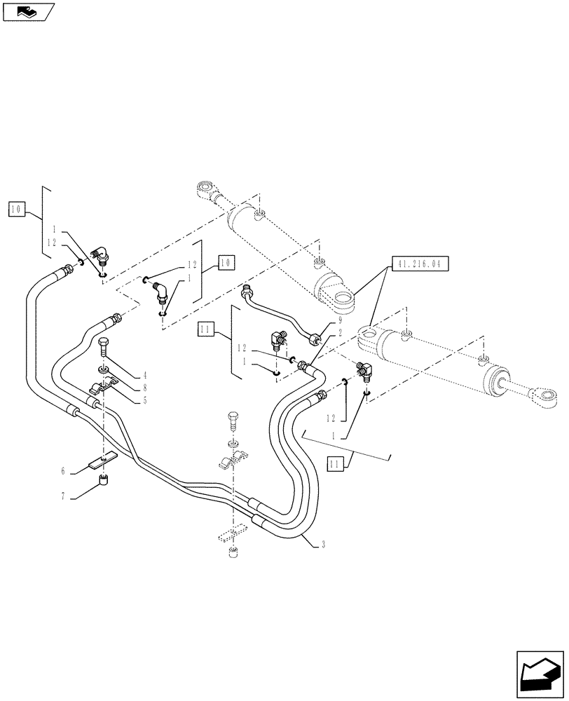 Схема запчастей Case IH PUMA 145 - (41.200.04) - VAR - 330429, 330430 - CL.4 SUSPENDED FRONT AXLE - STEERING CYLINDER HYD. LINE (41) - STEERING