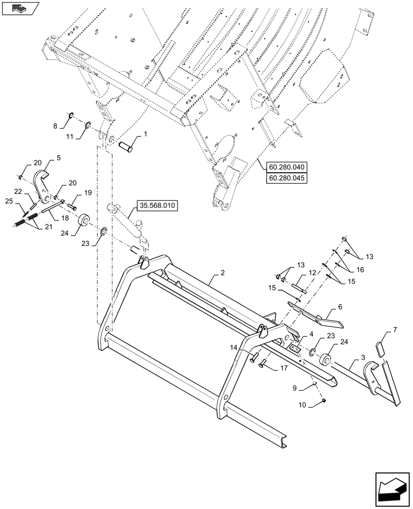 Схема запчастей Case IH LB424R - (60.280.060) - FEEDER CHAMBER, SUSPENSION FRAME (60) - PRODUCT FEEDING