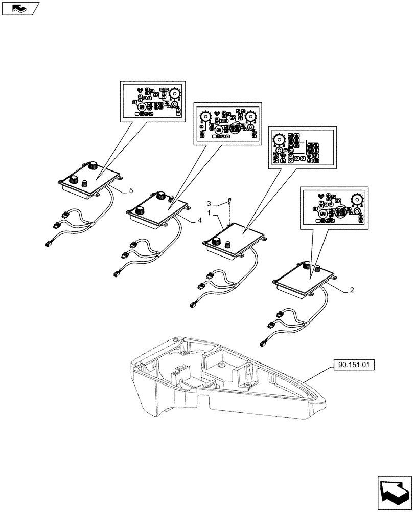 Схема запчастей Case IH PUMA 145 - (55.512.09) - ARMREST CONTROL UNIT - INTEGRATED CONTROL PANEL (55) - ELECTRICAL SYSTEMS