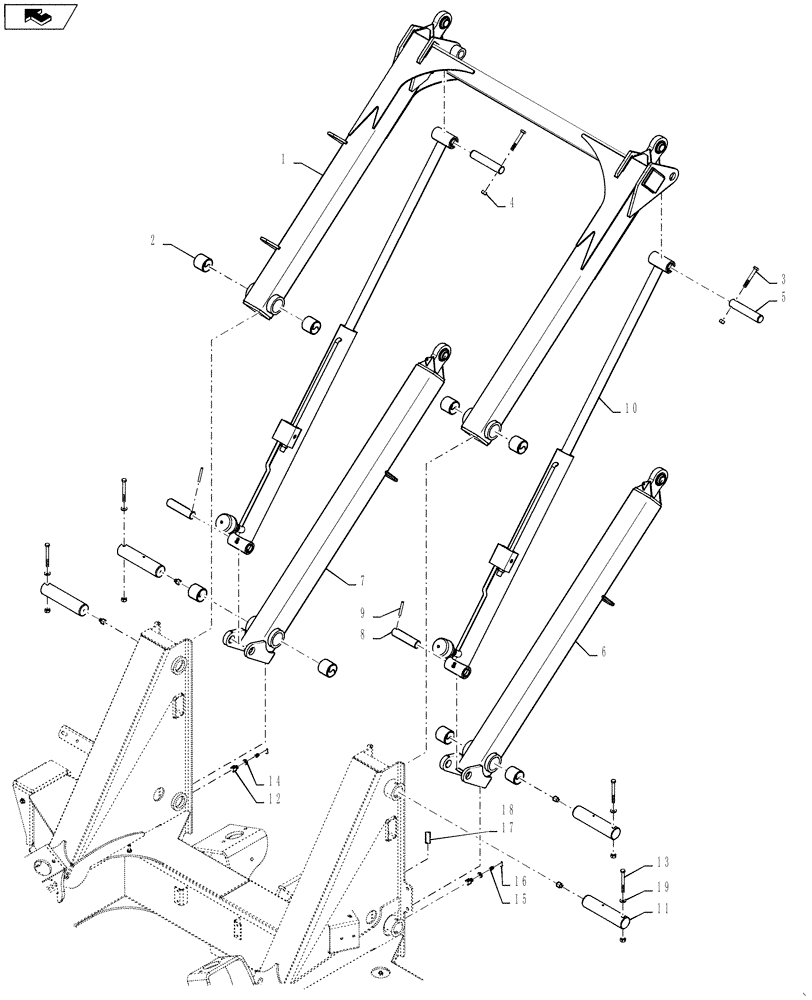 Схема запчастей Case IH 4420 - (04-001[03]) - HITCH GROUP, BOOMS, 60 Suspension & Frame
