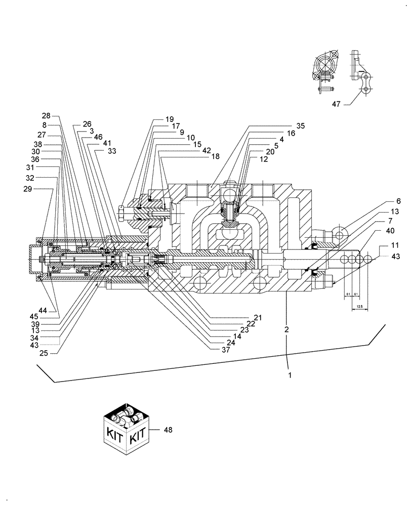 Схема запчастей Case IH FARMALL 45C - (88.035.AA[07]) - DIA KIT, 4 POSITION FLOAT & DETENT VALVE (88) - ACCESSORIES