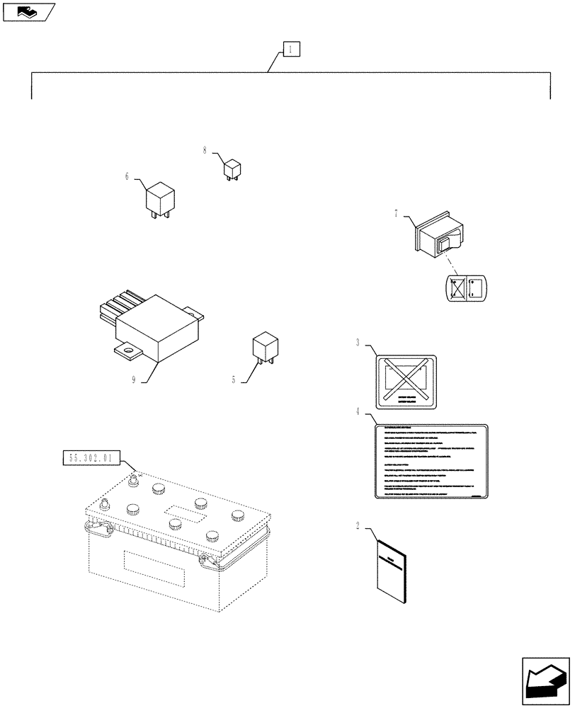 Схема запчастей Case IH PUMA 130 - (88.055.03) - DIA KIT, ELECTRONIC BATTERY ISOLATOR (88) - ACCESSORIES