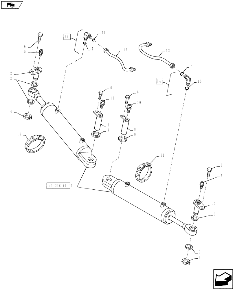 Схема запчастей Case IH PUMA 145 - (41.216.01) - CL.3 STANDARD FRONT AXLE - STEERING CYLINDER (41) - STEERING