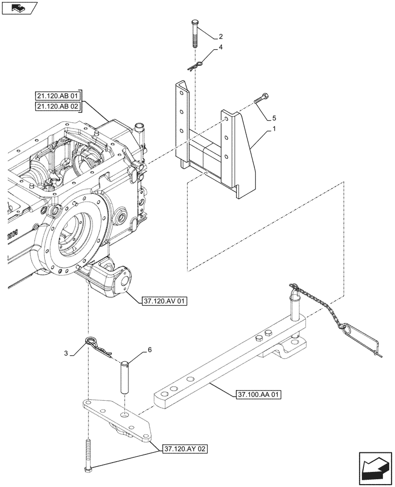 Схема запчастей Case IH FARMALL 105U - (37.100.AB[01]) - VAR - 330912 - DRAWBAR AND HITCH, DRAWBAR, SUPPORT, ISO (37) - HITCHES, DRAWBARS & IMPLEMENT COUPLINGS