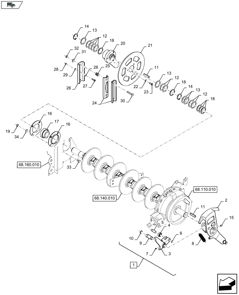 Схема запчастей Case IH LB334S - (68.110.020) - KNOTTERBRAKE AND TRIP MECHANISM (68) - TYING/WRAPPING