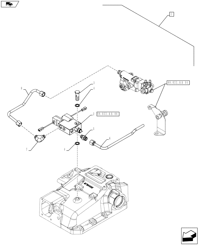 Схема запчастей Case IH FARMALL 105U - (88.033.AA[07]) - DIA KIT, TRAILER BRAKE VALVE (88) - ACCESSORIES