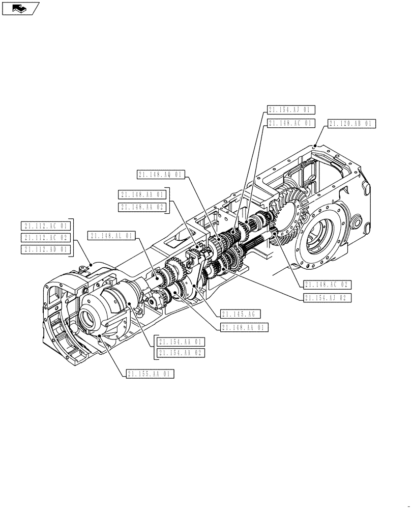 Схема запчастей Case IH FARMALL 115U - (21.000.00[01]) - SECTION INDEX - TRANSMISSION (21) - TRANSMISSION
