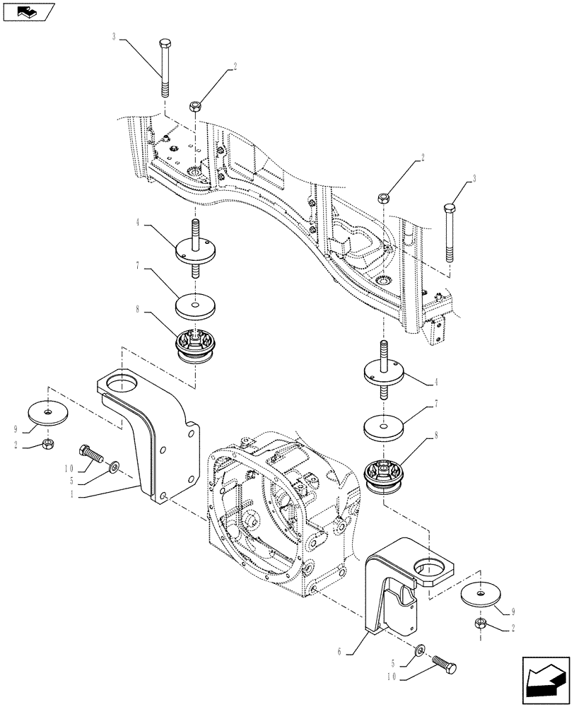 Схема запчастей Case IH FARMALL 115U - (90.150.BB[03]) - VAR - 339606 - CAB SUPPORT - FRONT, ISO (90) - PLATFORM, CAB, BODYWORK AND DECALS
