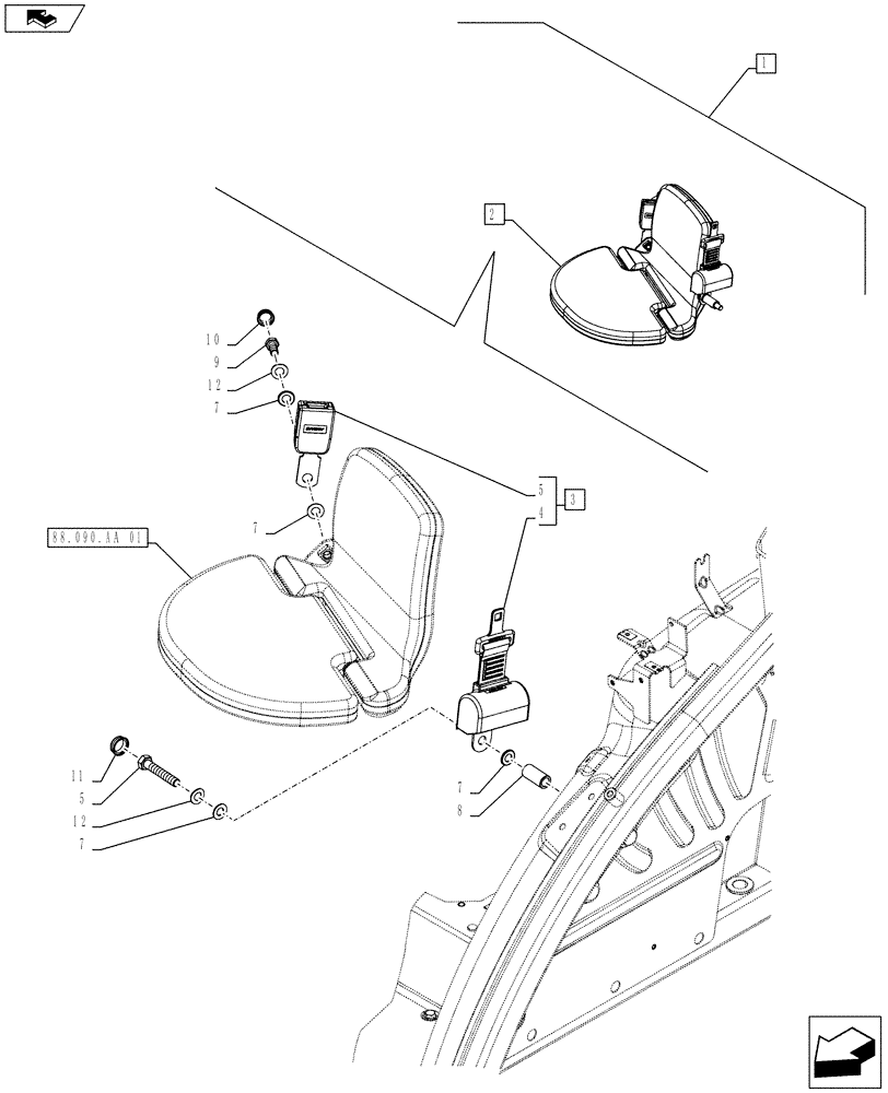 Схема запчастей Case IH FARMALL 105U - (88.090.AA[03]) - DIA KIT, INSTRUCTION SEAT WITH BELT (88) - ACCESSORIES