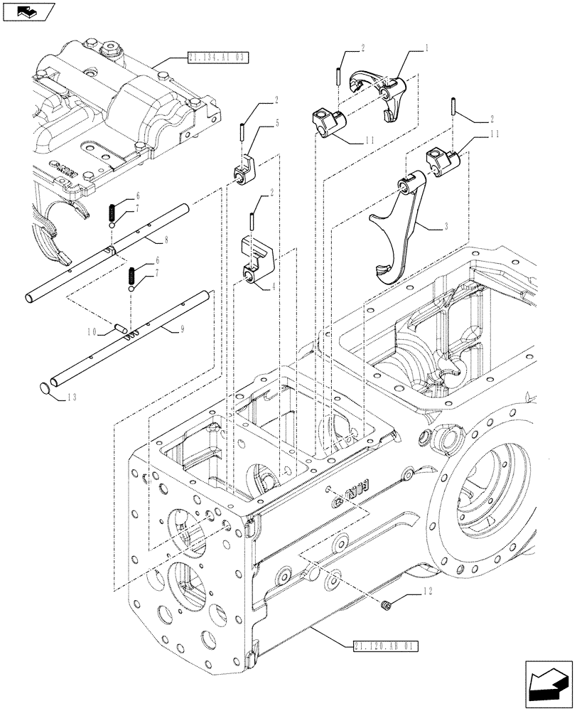 Схема запчастей Case IH FARMALL 115U - (21.145.AG) - STD + VAR - 332279, 332299, 390181 - CENTRAL REDUCTION GEAR (21) - TRANSMISSION