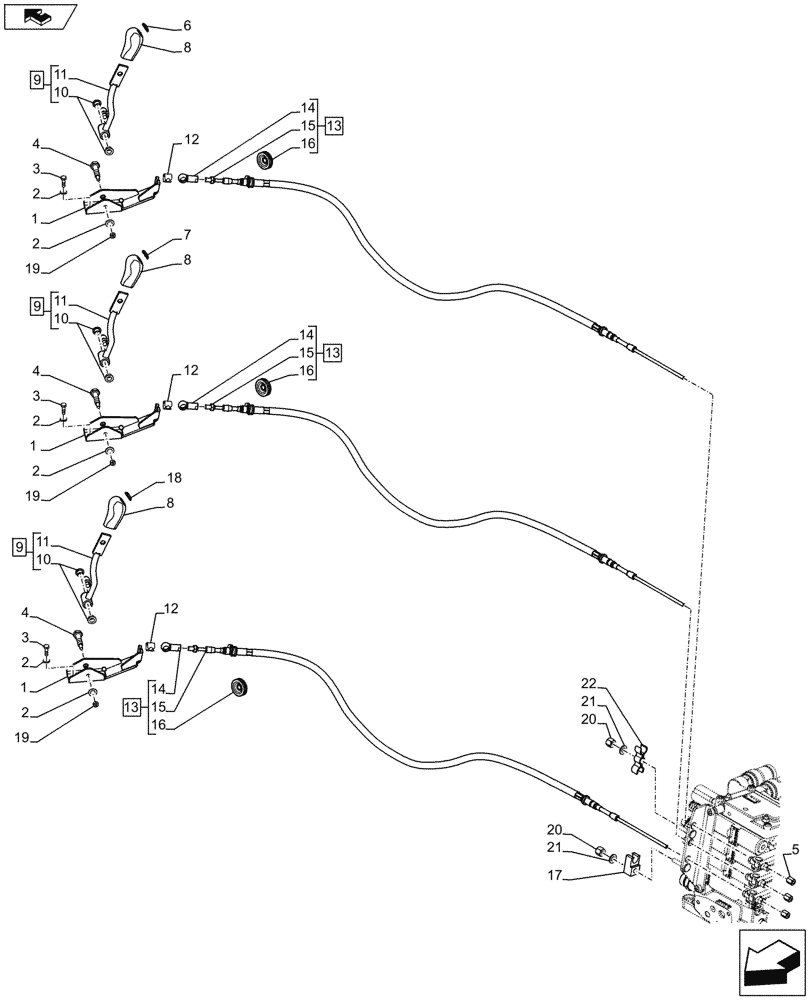 Схема запчастей Case IH FARMALL 115U - (35.204.BL[03]) - VAR - 331844 - REMOTE CONTROL VALVE, CONTROL LEVER (35) - HYDRAULIC SYSTEMS