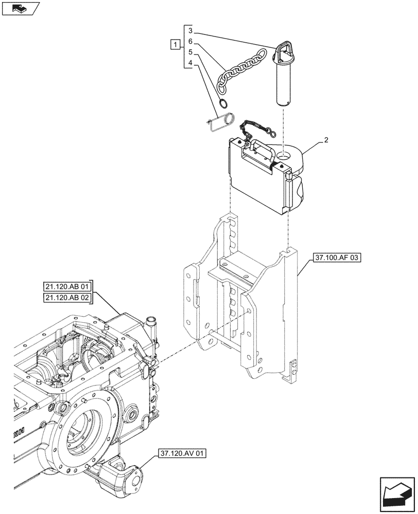 Схема запчастей Case IH FARMALL 115U - (37.100.AF[04]) - VAR - 330932 - DRAWBAR AND HITCH, TOW HOOK, ISO (37) - HITCHES, DRAWBARS & IMPLEMENT COUPLINGS