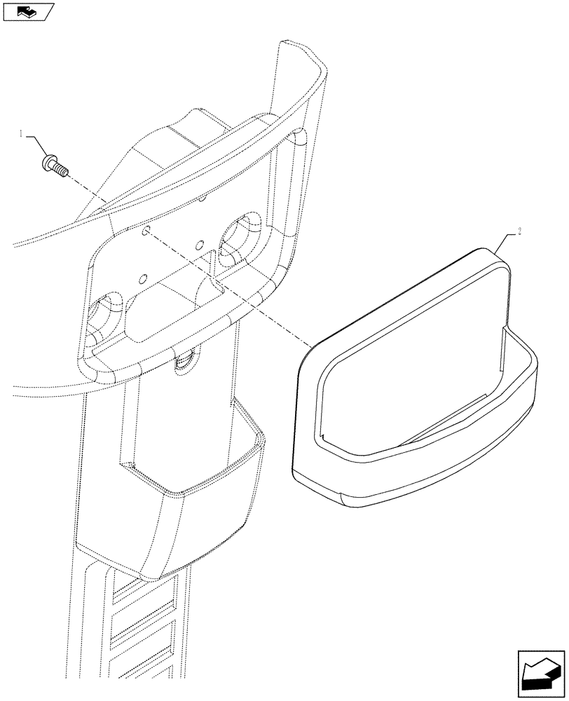 Схема запчастей Case IH FARMALL 115U - (90.160.BL[02]) - STD + VAR - 390777 - CAB INTERIOR TRIM - TRAY (90) - PLATFORM, CAB, BODYWORK AND DECALS