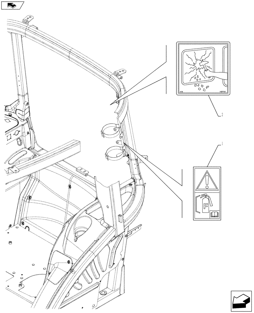 Схема запчастей Case IH FARMALL 105U - (90.108.AC[09]) - STD + VAR - 390500 - WARNING DECAL, ISO (90) - PLATFORM, CAB, BODYWORK AND DECALS