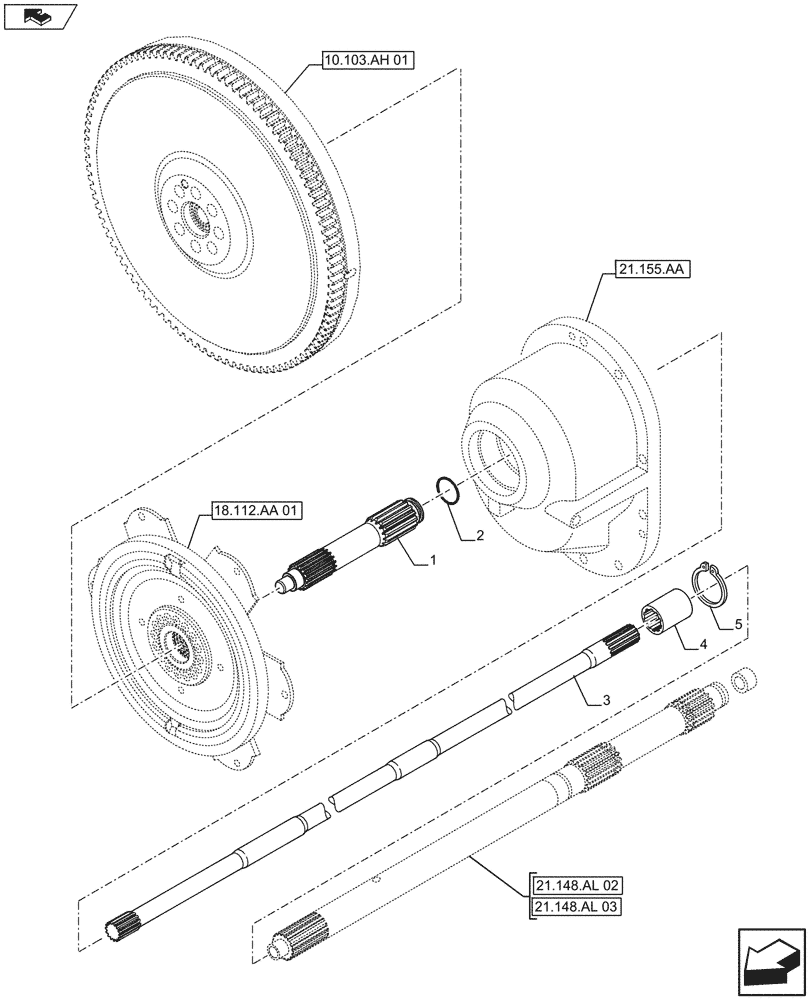 Схема запчастей Case IH FARMALL 115U - (21.148.AL[06]) - STD + VAR - 332279, 332299, 390181 - CLUTCH, SHAFT (12X12, 20X20, 24X24) (21) - TRANSMISSION