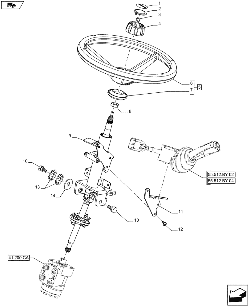 Схема запчастей Case IH FARMALL 115U - (41.101.AB[01]) - STD + VAR - 392644 - STEERING COLUMN, STEERING WHEEL (41) - STEERING