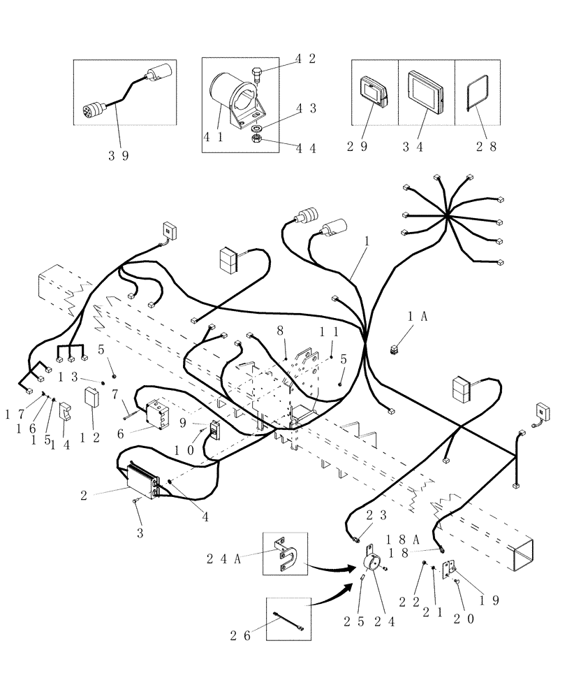Схема запчастей Case IH 1200 - (A.50.A[01]) - ELECTRICAL - HARNESS, AFS MONITORING/ CONTROLLER SYSTEM (MECH DRIVE) (UP TO OCTOBER, 2003) A - Distribution Systems