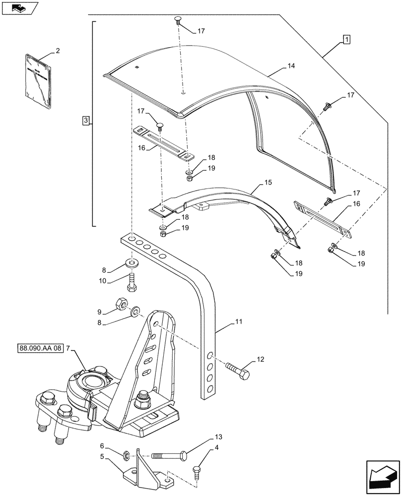 Схема запчастей Case IH FARMALL 105U - (88.090.AA[07]) - DIA KIT, DYNAMIC FRONT FENDER (480MM) (88) - ACCESSORIES