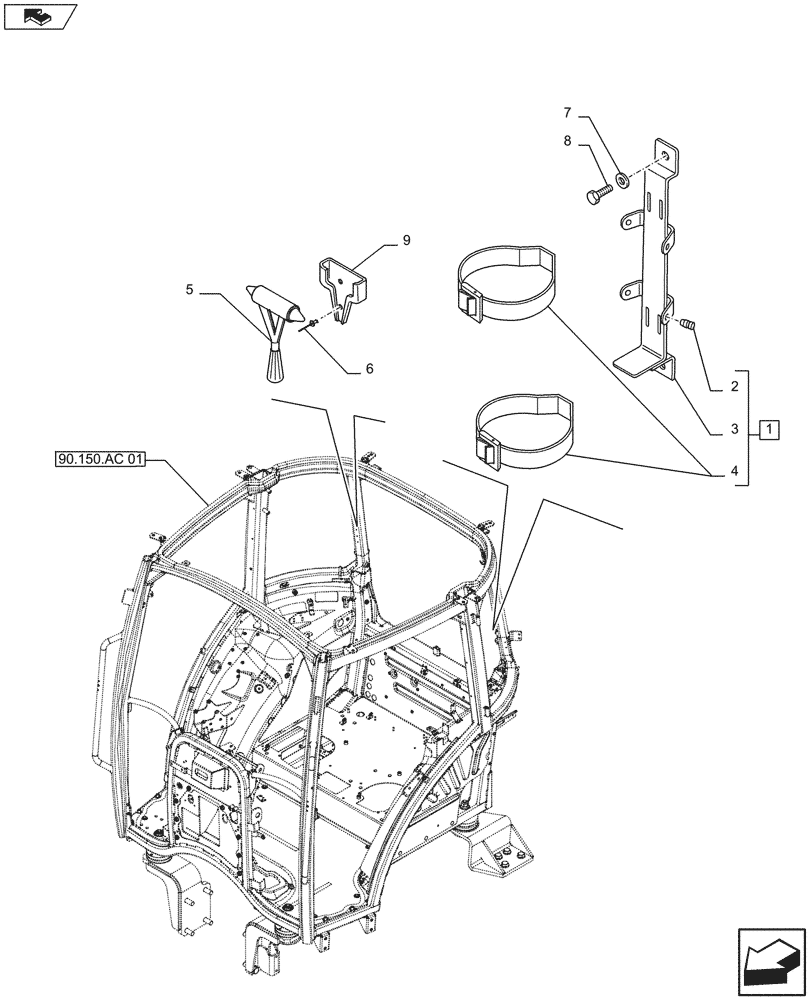 Схема запчастей Case IH FARMALL 115U - (05.102.AA) - STD + VAR - 336755, 390755 - FIRE EXTINGUISHER, HAMMER, ISO (05) - SERVICE & MAINTENANCE