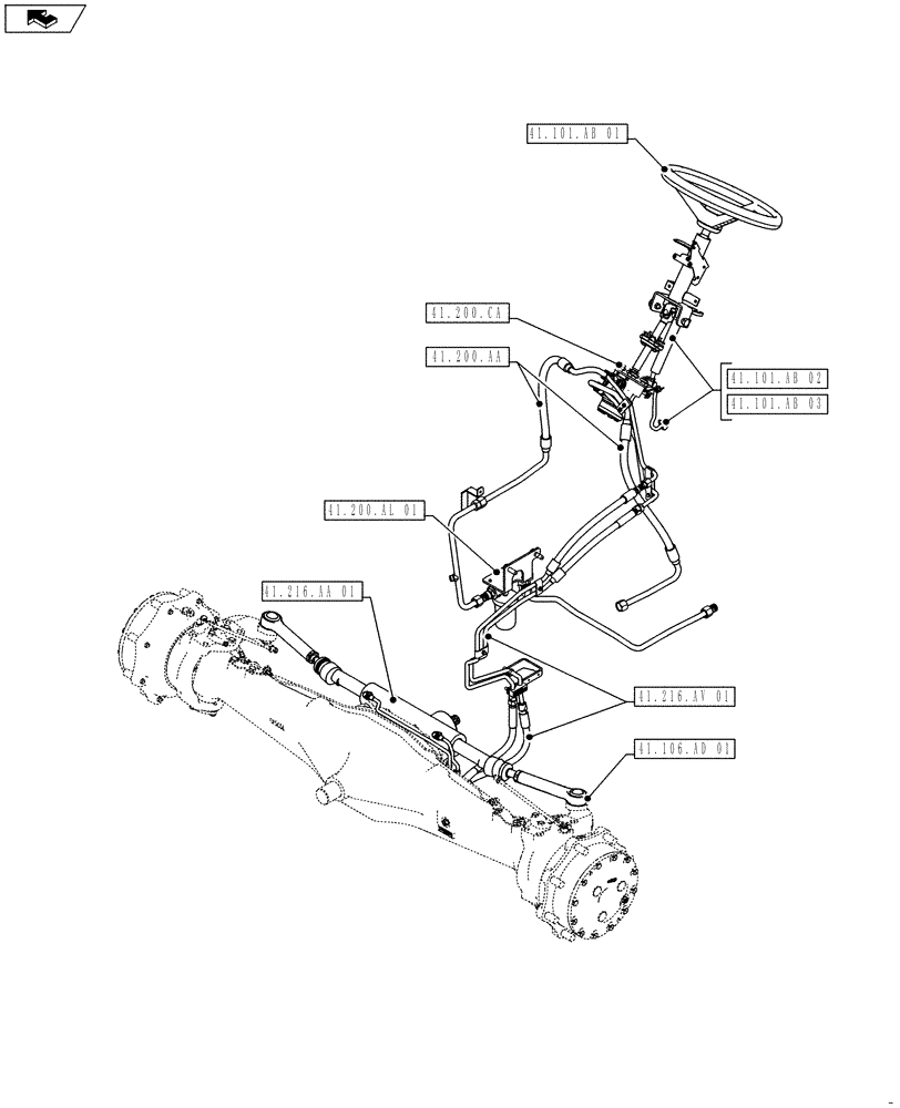 Схема запчастей Case IH FARMALL 115U - (00.000.41) - PICTORIAL INDEX - STEERING (00) - GENERAL & PICTORIAL INDEX
