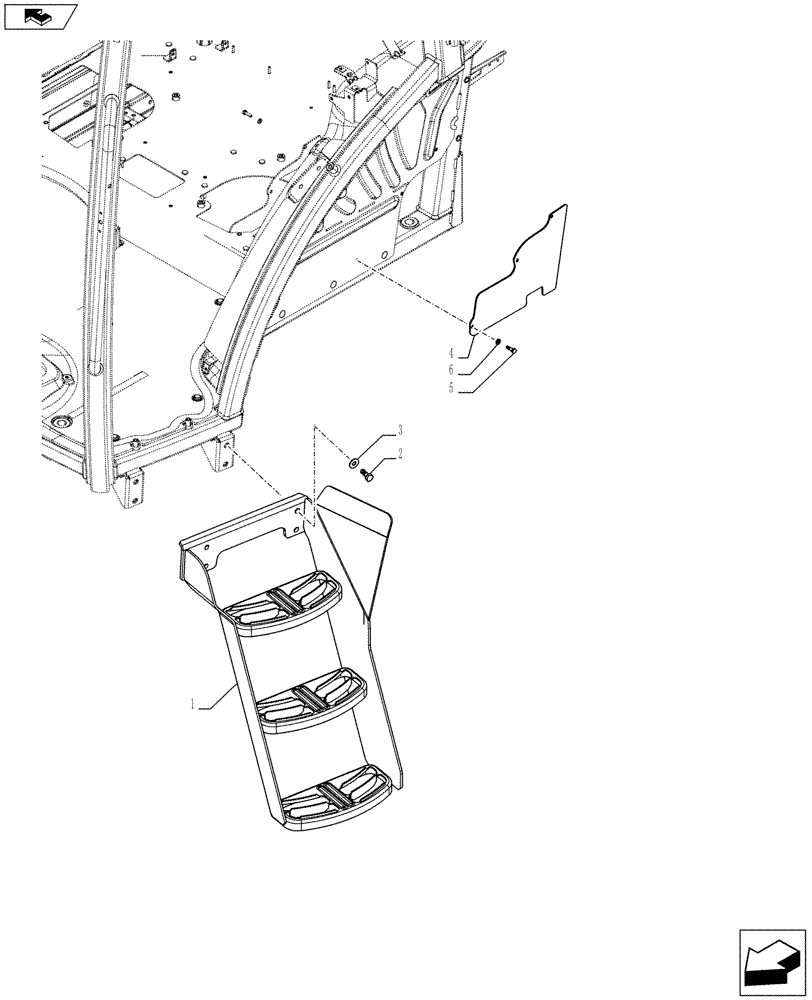 Схема запчастей Case IH FARMALL 105U - (90.118.CE[01]) - STD + VAR - 391460 - OPERATORS LADDER, LEFT SIDE (90) - PLATFORM, CAB, BODYWORK AND DECALS