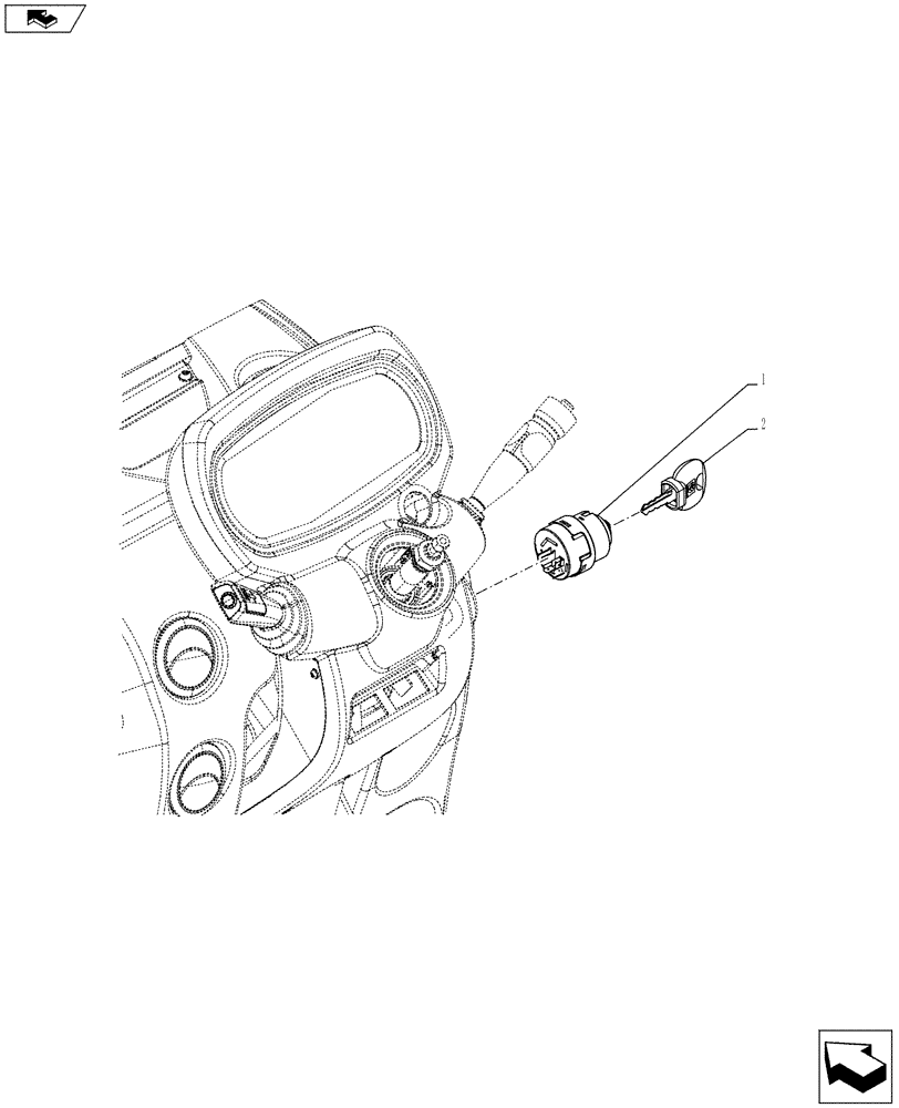 Схема запчастей Case IH FARMALL 115U - (55.201.AH[01]) - STD + VAR - 336755, 390755 - ENGINE, IGNITION SWITCH, ISO (55) - ELECTRICAL SYSTEMS