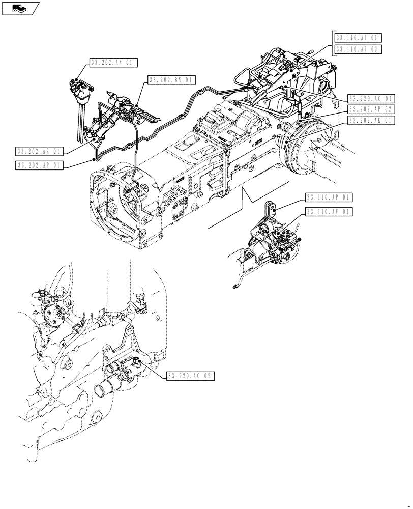 Схема запчастей Case IH FARMALL 115U - (00.000.33) - PICTORIAL INDEX - BRAKES & CONTROLS (00) - GENERAL & PICTORIAL INDEX
