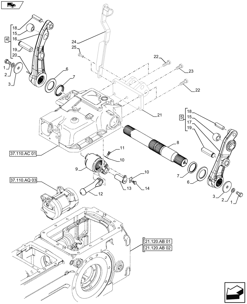 Схема запчастей Case IH FARMALL 115U - (37.110.AQ[04]) - VAR - 743597 - REMOTE CONTROL VALVE, LIFT ARM, ISO (37) - HITCHES, DRAWBARS & IMPLEMENT COUPLINGS