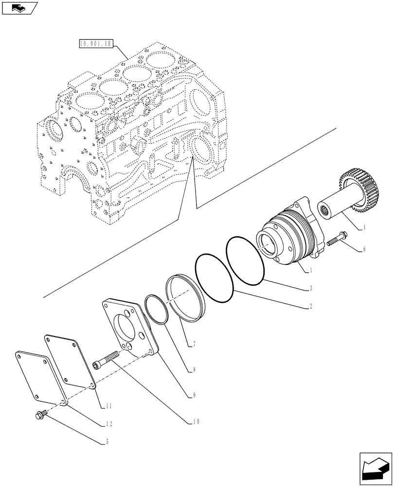 Схема запчастей Case IH F4CE9484C J600 - (10.103.AD) - CRANKSHAFT, GEAR (10) - ENGINE