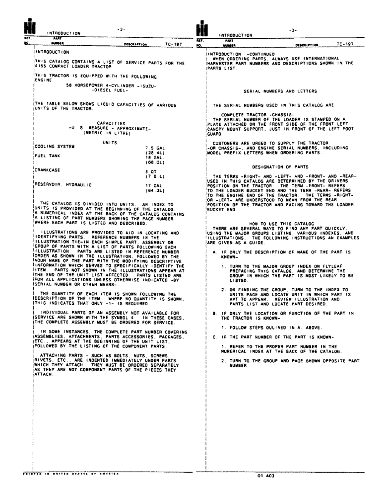 Схема запчастей Case IH 4155 - (00-03) - INTRODUCTION - FLUID CAPACITIES (00) - GENERAL