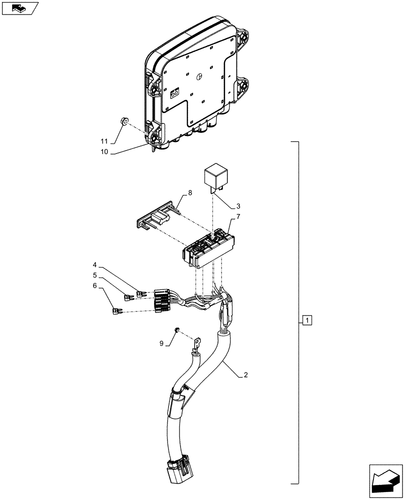 Схема запчастей Case IH FARMALL 115U - (55.020.AB[07]) - VAR - 330798 - POWER DISTRIBUTION UNIT - ISO (55) - ELECTRICAL SYSTEMS