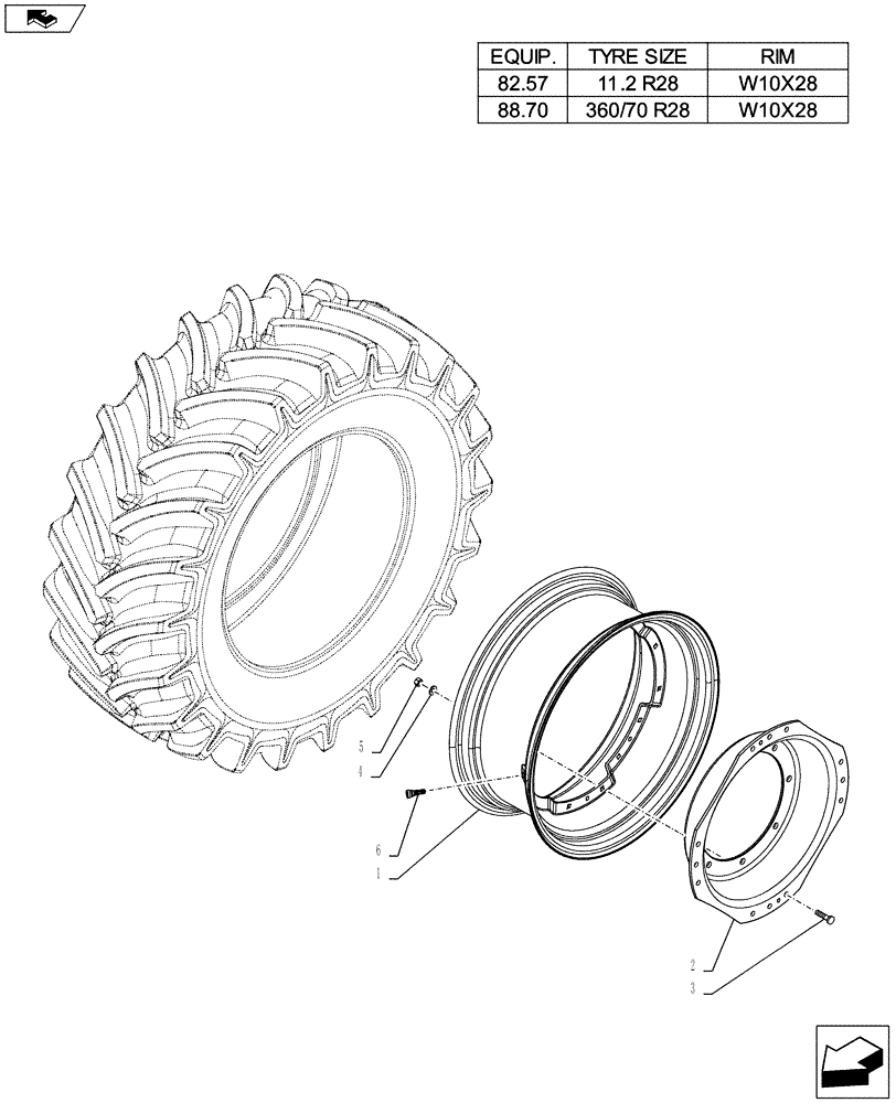Схема запчастей Case IH FARMALL 115U - (44.511.AE[05]) - WHEEL - FRONT (44) - WHEELS