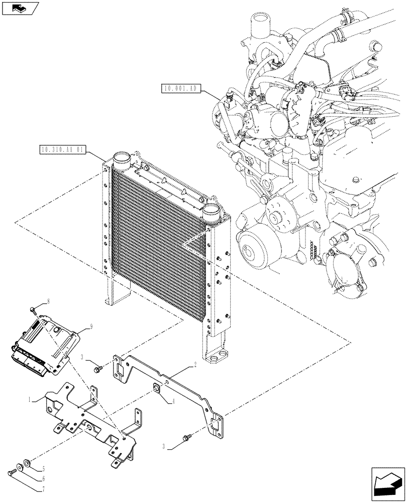 Схема запчастей Case IH FARMALL 115U - (55.015.AA[01]) - STD + VAR - 390174 - ENGINE, ELECTRONIC CONTROL UNIT (55) - ELECTRICAL SYSTEMS