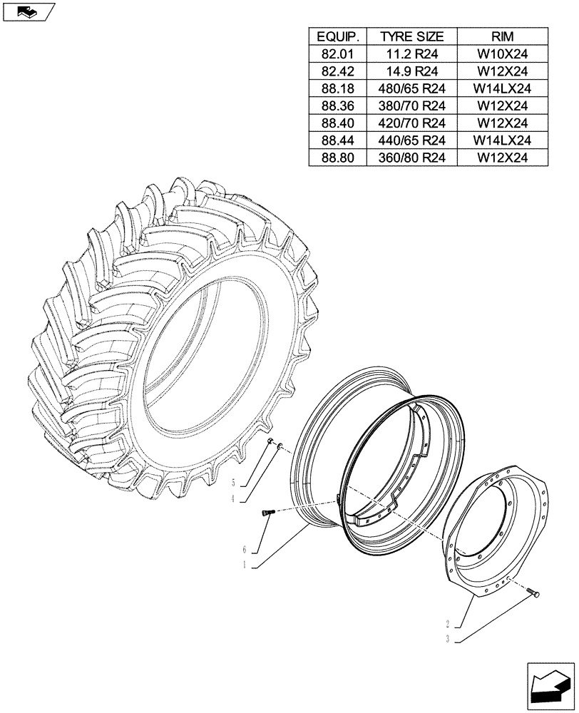 Схема запчастей Case IH FARMALL 105U - (44.511.AE[04]) - WHEEL - FRONT (44) - WHEELS