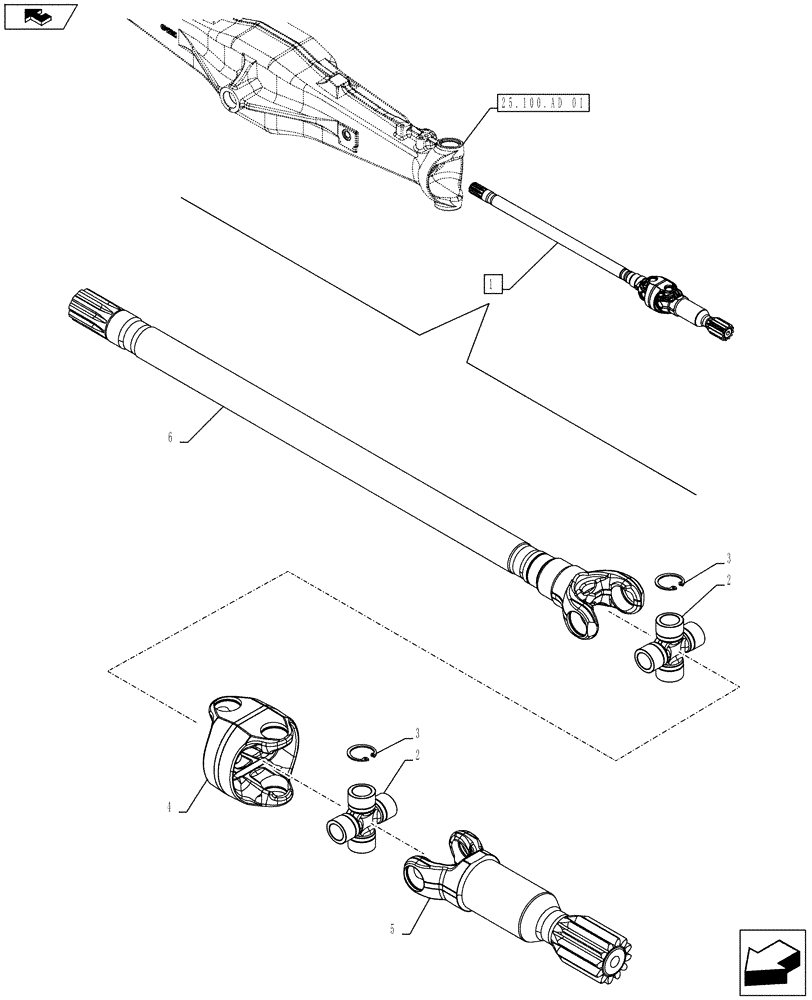 Схема запчастей Case IH FARMALL 105U - (25.108.AA[02]) - STD + VAR - 390399 - 4WD FRONT AXLE, HALF SHAFT, COMPONENTS, W/ LIMITED SLIP DIFFERENTIAL (25) - FRONT AXLE SYSTEM