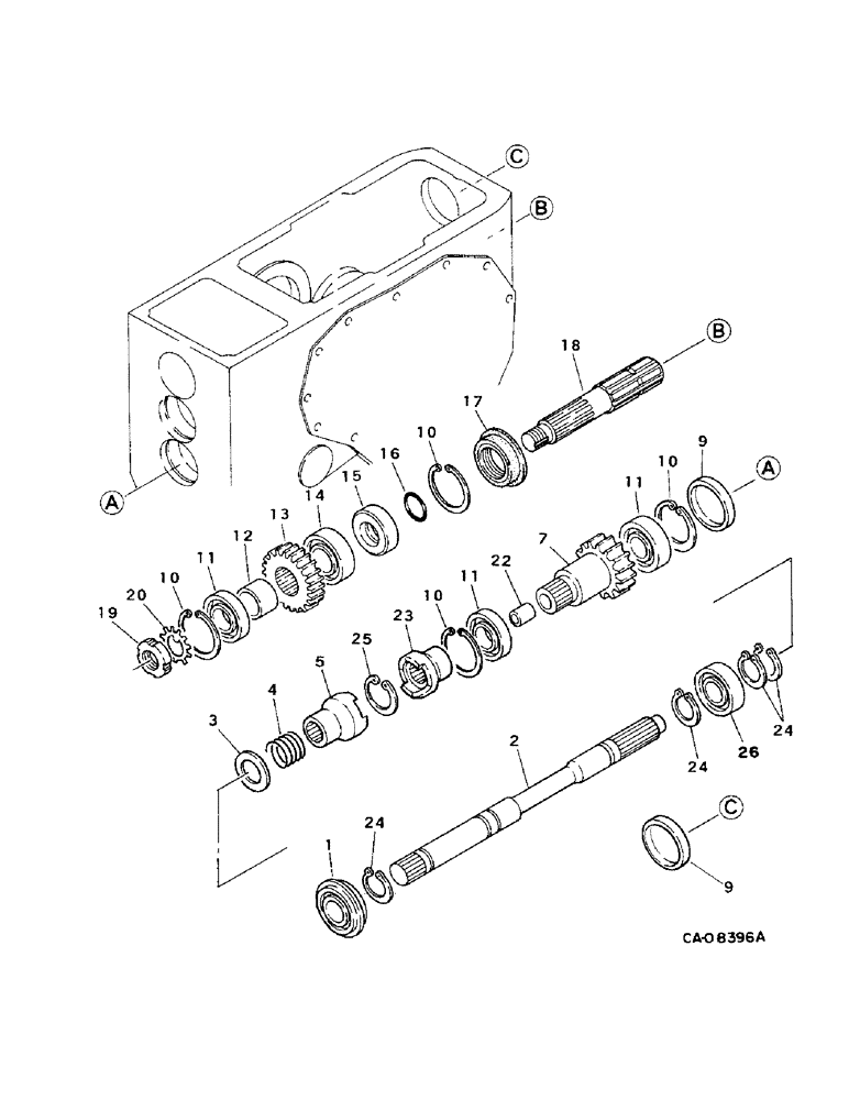 Схема запчастей Case IH 254 - (07-43) - DRIVE TRAIN, PTO SHAFTS, 244 AND 254 (04) - Drive Train