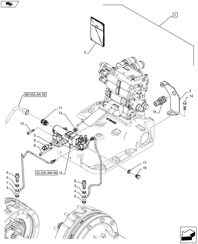 Схема запчастей Case IH FARMALL 105U - (88.033.AA[01]) - DIA KIT, TRAILER BRAKE VALVE - ISO (88) - ACCESSORIES
