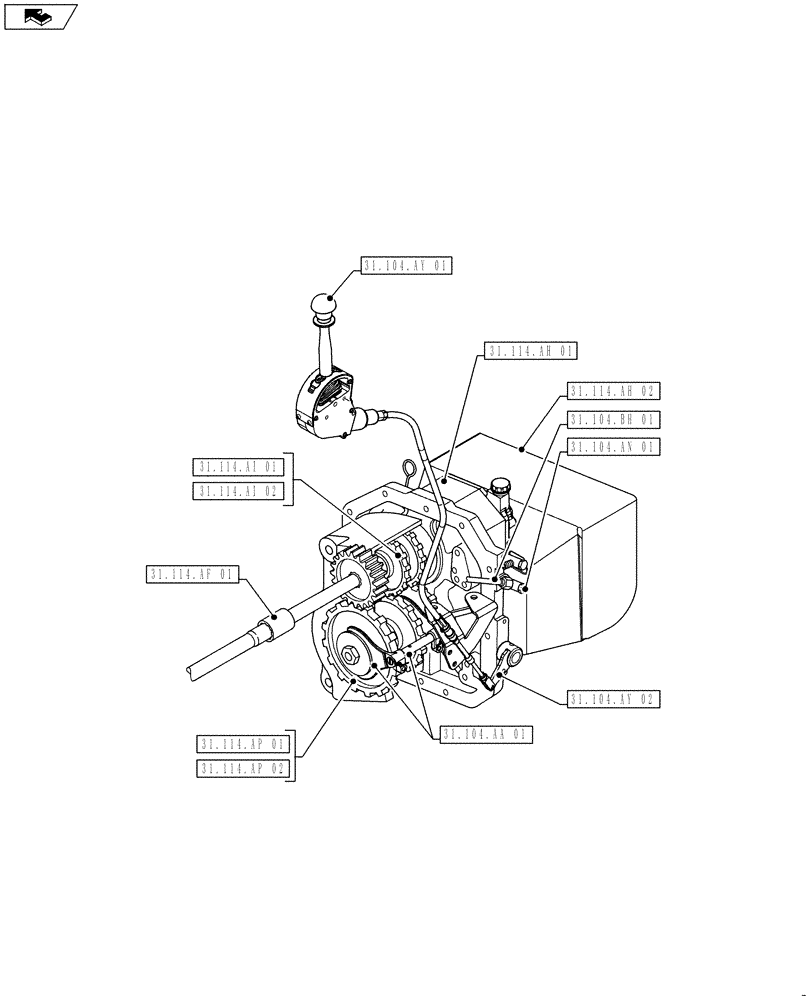 Схема запчастей Case IH FARMALL 115U - (00.000.31) - PICTORIAL INDEX - IMPLEMENT POWER TAKE-OFF (00) - GENERAL & PICTORIAL INDEX