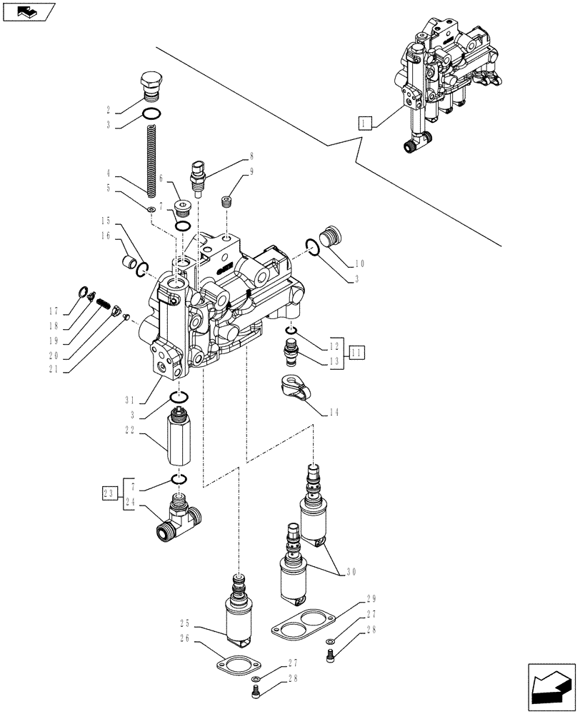 Схема запчастей Case IH FARMALL 115C - (21.134.AM[02]) - VAR - 744762, 744763 - TRANSMISSION CONTROL VALVE (21) - TRANSMISSION