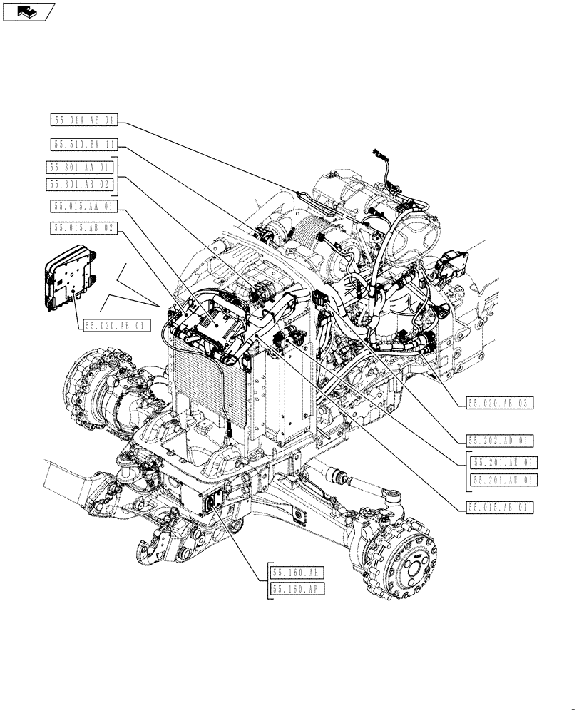 Схема запчастей Case IH FARMALL 115U - (00.000.55[01]) - PICTORIAL INDEX - ELECTRICAL SYSTEMS (00) - GENERAL & PICTORIAL INDEX