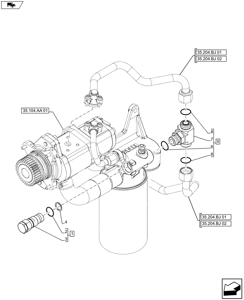 Схема запчастей Case IH FARMALL 115U - (35.204.AY) - STD + VAR - 330849, 331844, 332844, 338844, 743911 - PRESSURE RELIEF VALVE (35) - HYDRAULIC SYSTEMS