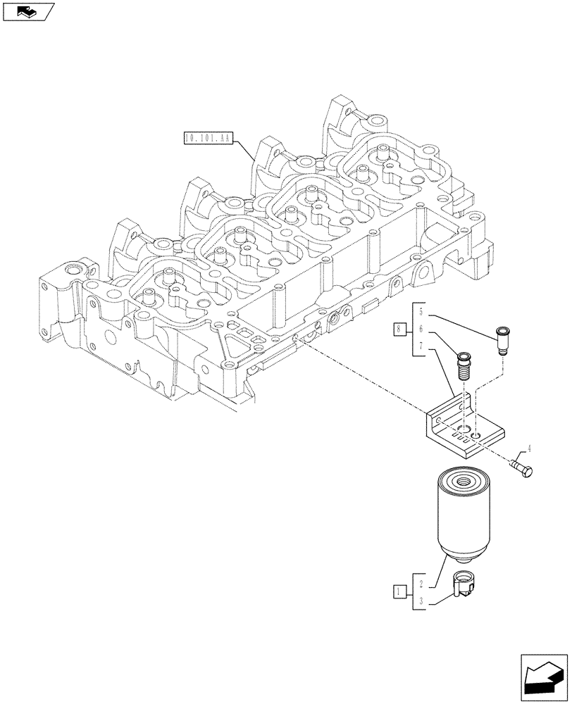 Схема запчастей Case IH F4CE9487N J603 - (10.206.AG) - FUEL FILTER (10) - ENGINE