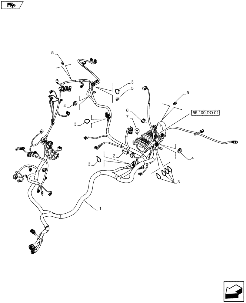 Схема запчастей Case IH FARMALL 115U - (55.100.AI[01]) - STD + VAR - 390754 - MAIN HARNESS, ISO - END YR 10-MAR-2013 (55) - ELECTRICAL SYSTEMS