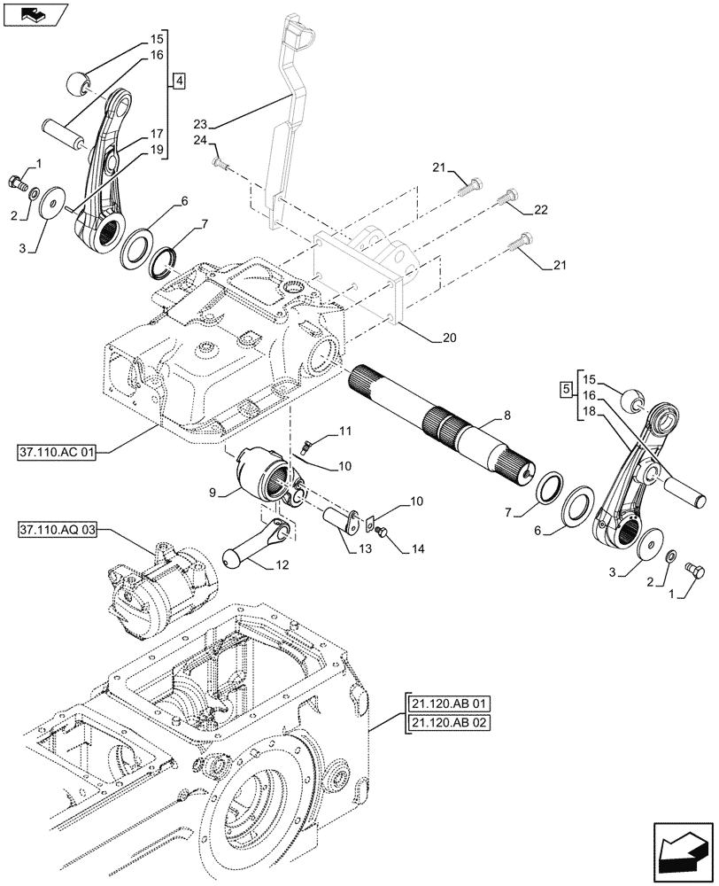 Схема запчастей Case IH FARMALL 115U - (37.110.AQ[03]) - VAR - 743597 - REMOTE CONTROL VALVE, LIFT ARM, ISO (37) - HITCHES, DRAWBARS & IMPLEMENT COUPLINGS