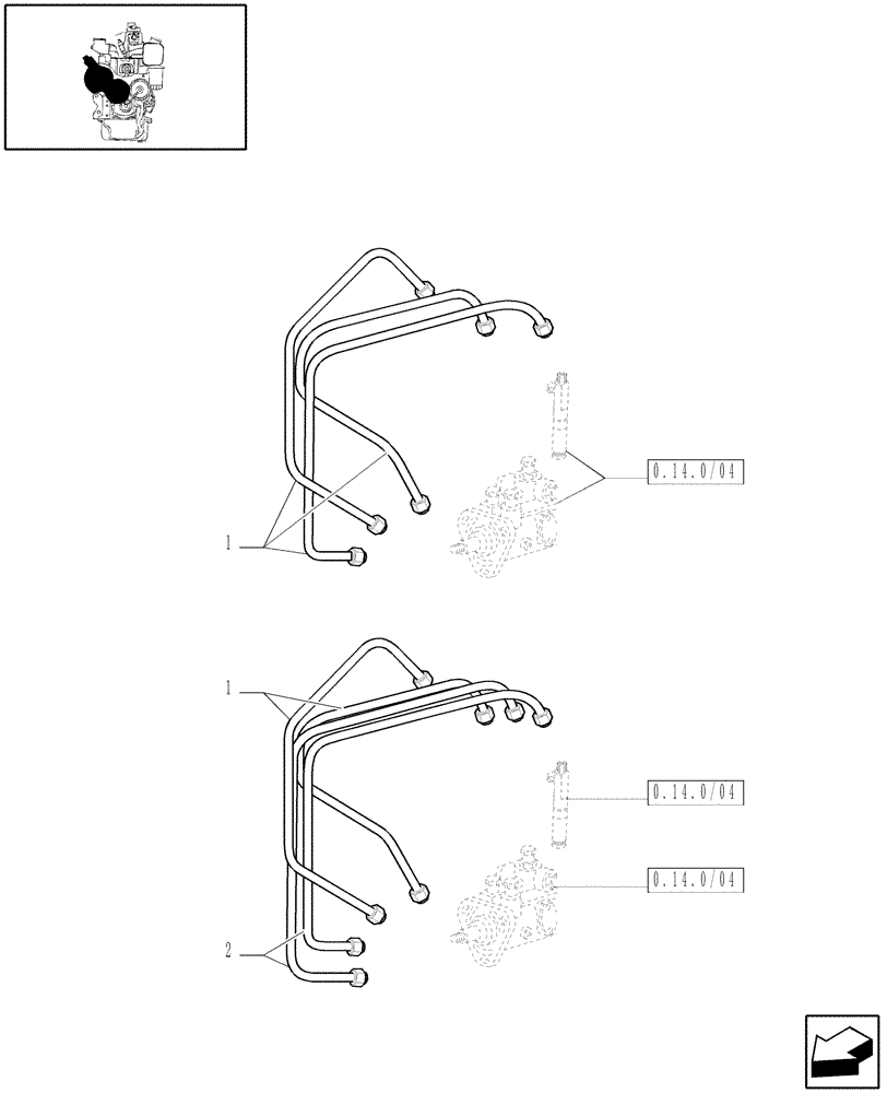 Схема запчастей Case IH JX60 - (0.14.9) - (VAR.319-747) TTF ENGINE TIER2 - LINES FOR INJECTION SYSTEM (01) - ENGINE