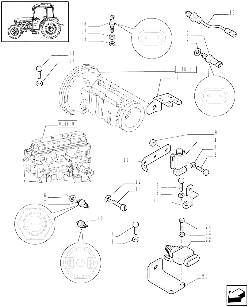 Схема запчастей Case IH JX1075C - (1.75.0[02]) - ELECTRIC CONTROLS (06) - ELECTRICAL SYSTEMS