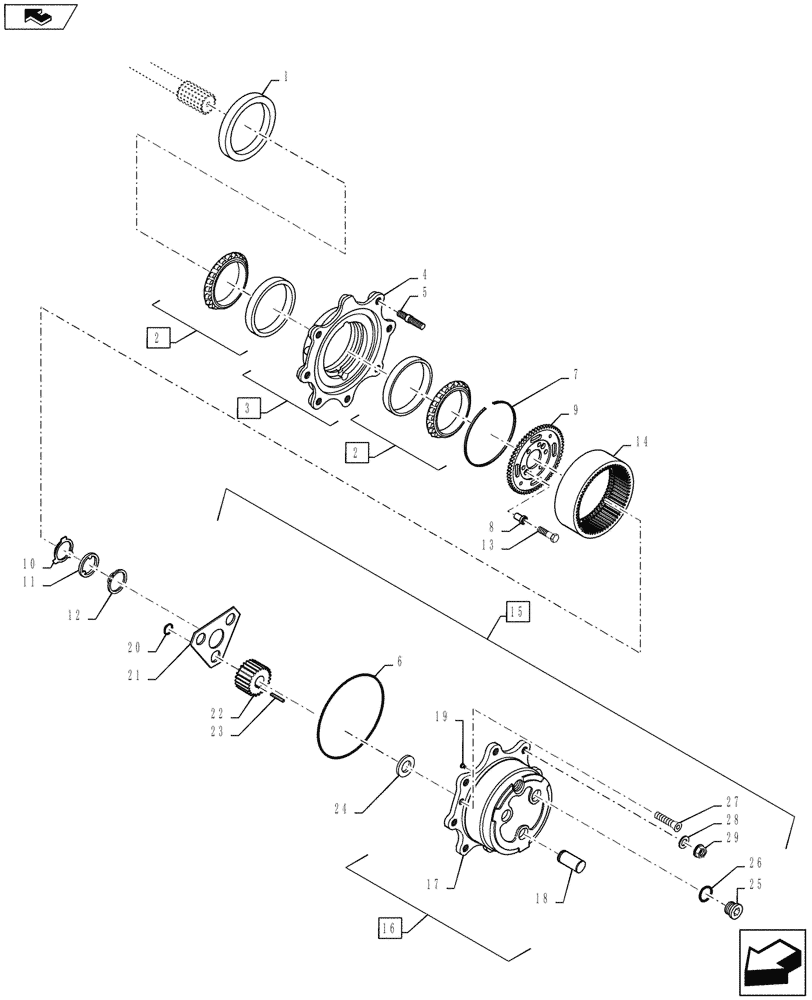 Схема запчастей Case IH 588H - (27.120.02) - STEERING AXLE, PLANETARY GEAR 4WD (27) - REAR AXLE SYSTEM