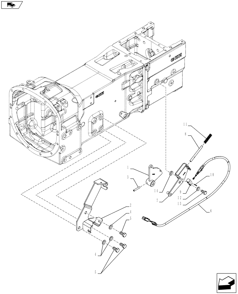Схема запчастей Case IH FARMALL 115C - (21.162.AB[01]) - REVERSER, MECHANICAL, SUPPORT, CABLE (21) - TRANSMISSION